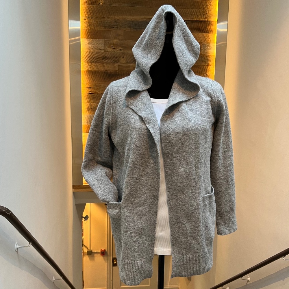 🌸 Banana Republic Women's Nutmeg Wool Hooded Open Front Cardigan Sweater